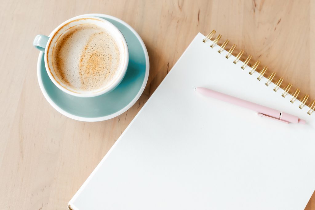 notebook and coffee and business strategy